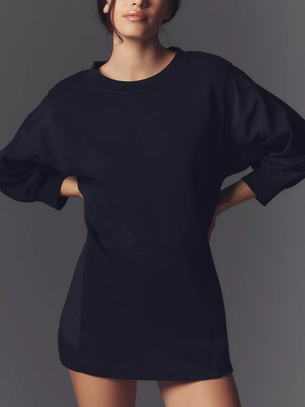 Anthropologie Daily Practice Long Sleeve Relaxed Mini Dress Black Womens Small P